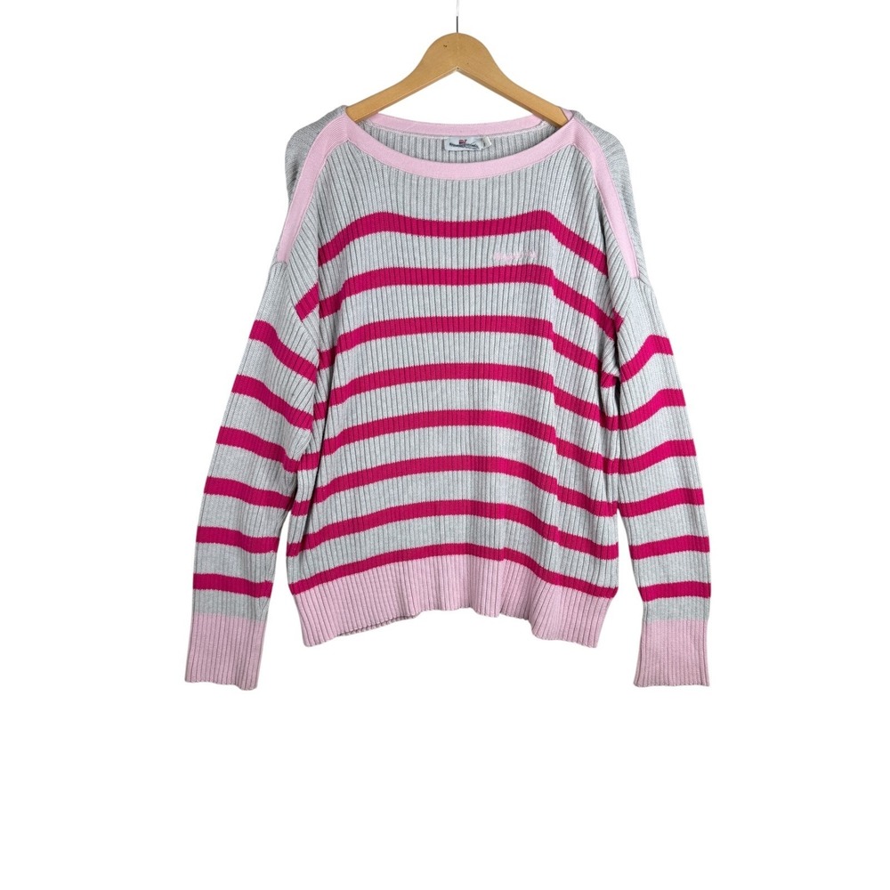 Vineyard Vines Striped‎ Boatneck Sweater size Large Gray/Pink